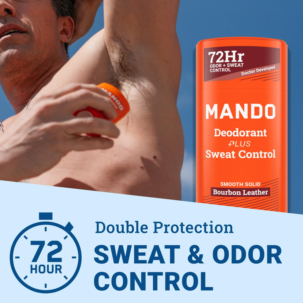 Mando Extra Strength Antiperspirant for Men – 72-Hour Odor & Sweat Control, Bourbon Leather, 2-Pack