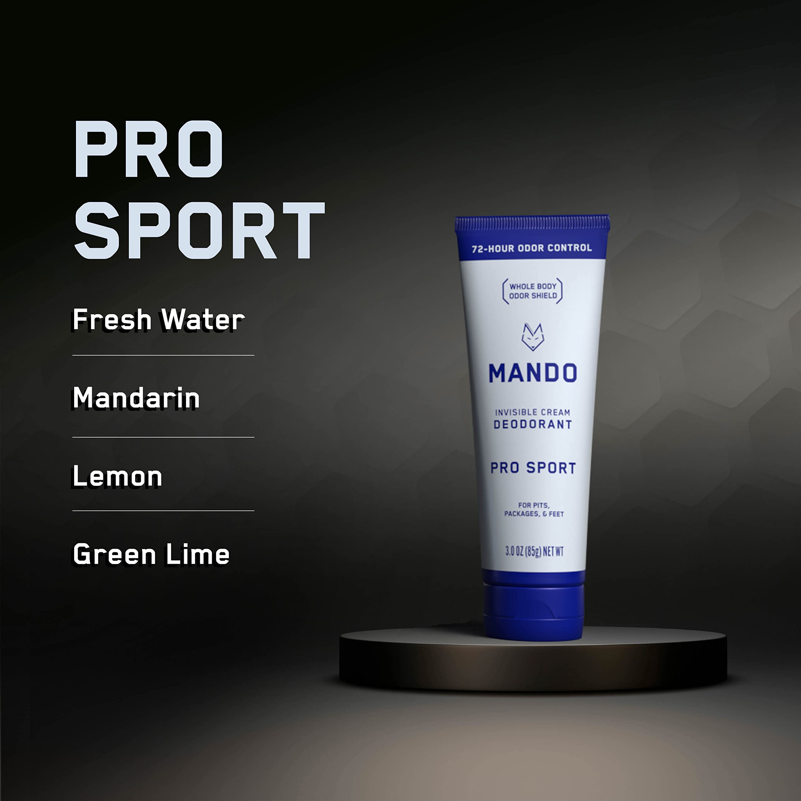 Mando Whole Body Deodorant for Men - Invisible Cream, 72-Hour Odor Control, Aluminum & Baking Soda Free (Pro Sport)