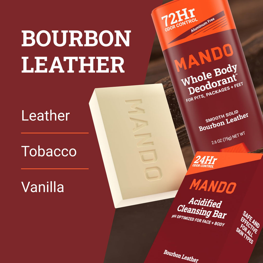 Mando Whole Body Deodorant 2-Piece System – Bourbon Leather – Aluminum & Baking Soda Free