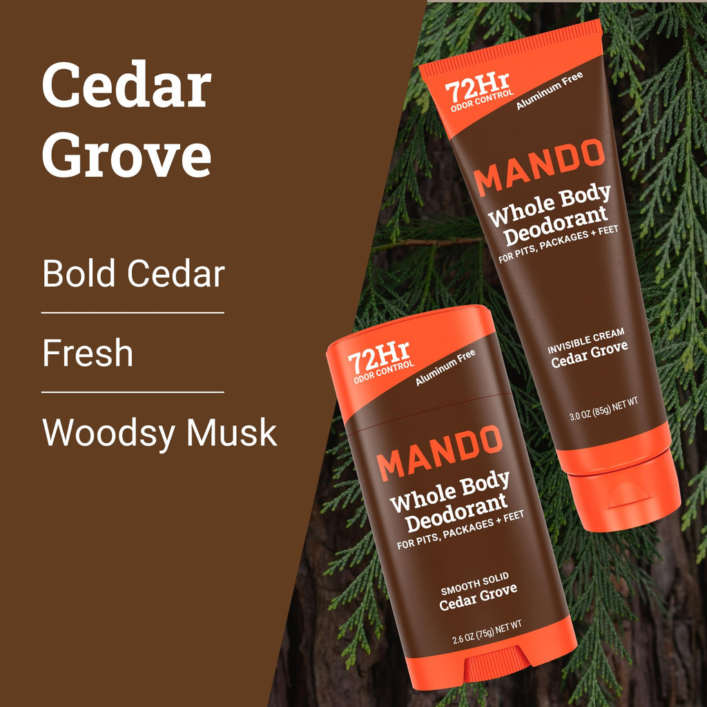 Mando Whole Body Deodorant Bundle – Cedar Grove | Aluminum-Free, 72-Hour Odor Control