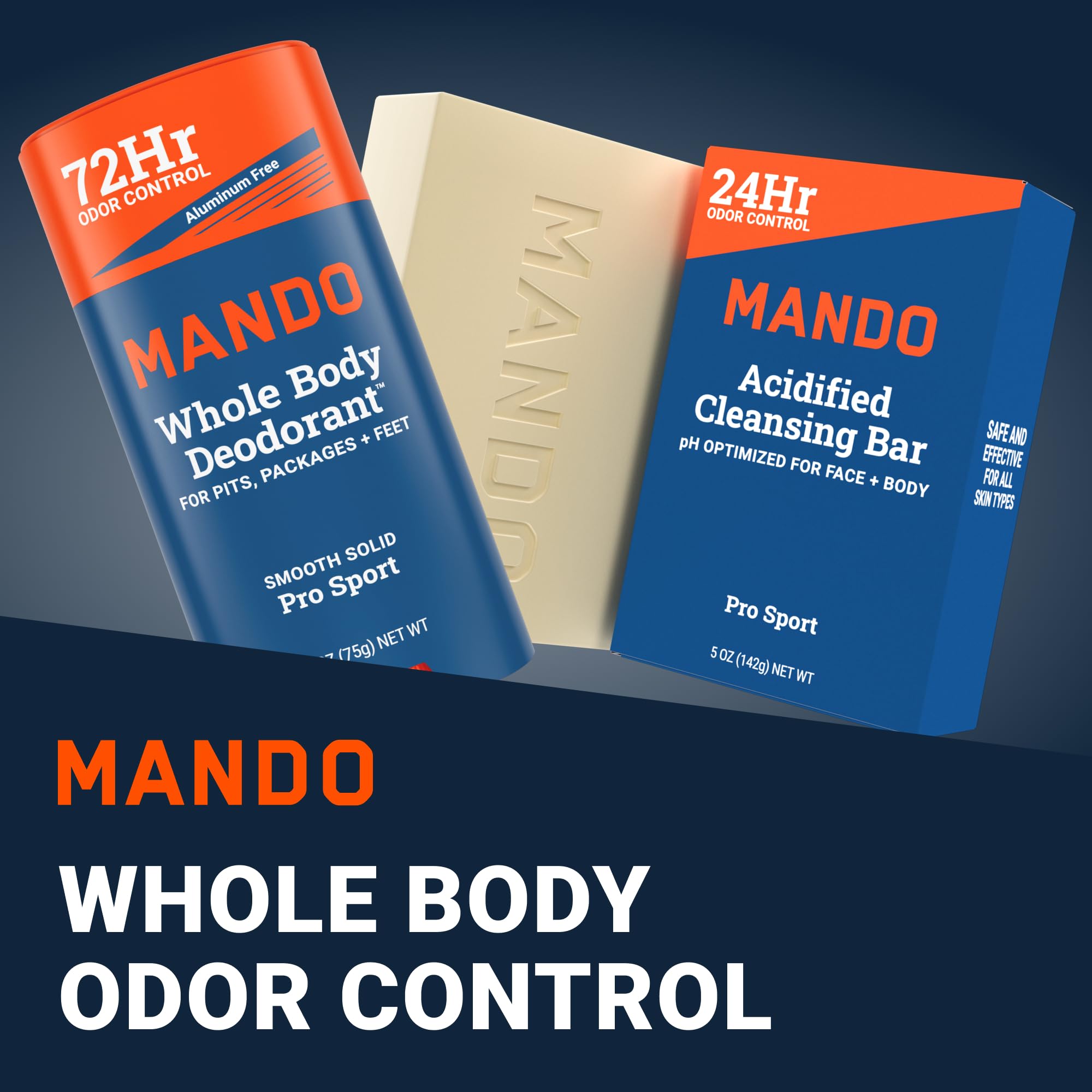Mando Whole Body Deodorant Two-Piece System – Pro Sport, Aluminum-Free & Baking Soda Free (2 pc Bundle)