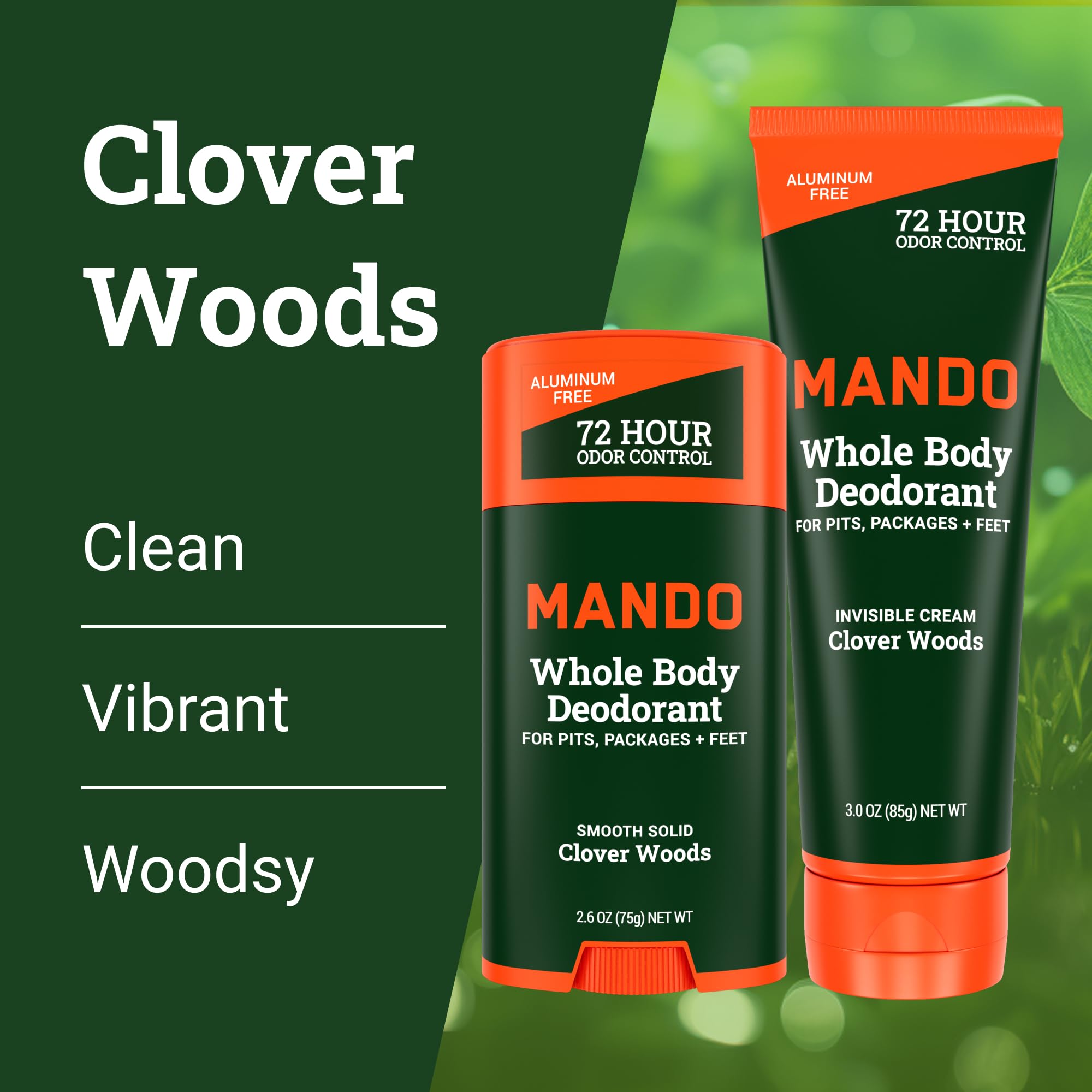Mando Whole Body Deodorant – Aluminum Free, 72-Hour Odor Control | Clover Woods