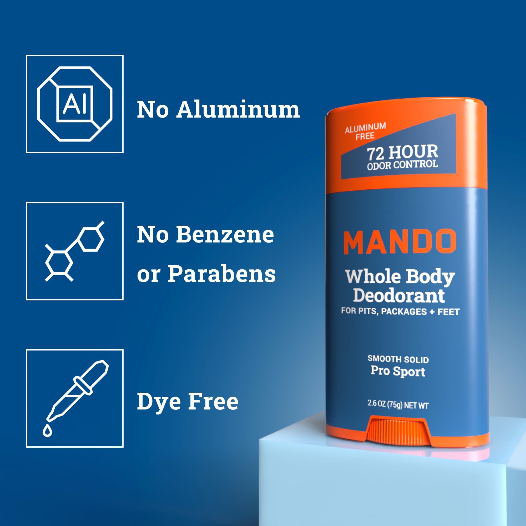 Mando Whole Body Deodorant 3-Piece System – Aluminum-Free Odor Control | Pro Sport