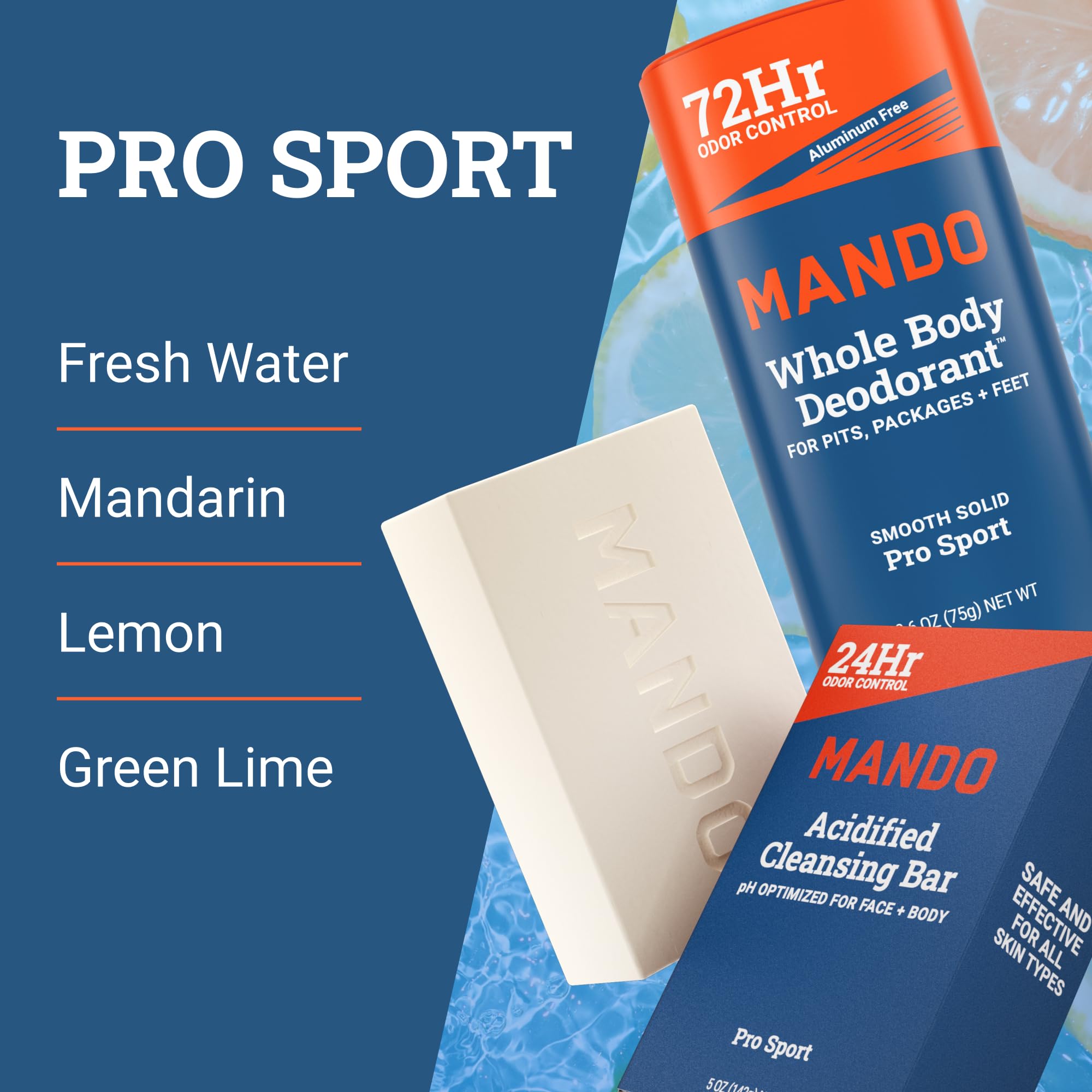 Mando Whole Body Deodorant Two-Piece System – Pro Sport, Aluminum-Free & Baking Soda Free (2 pc Bundle)