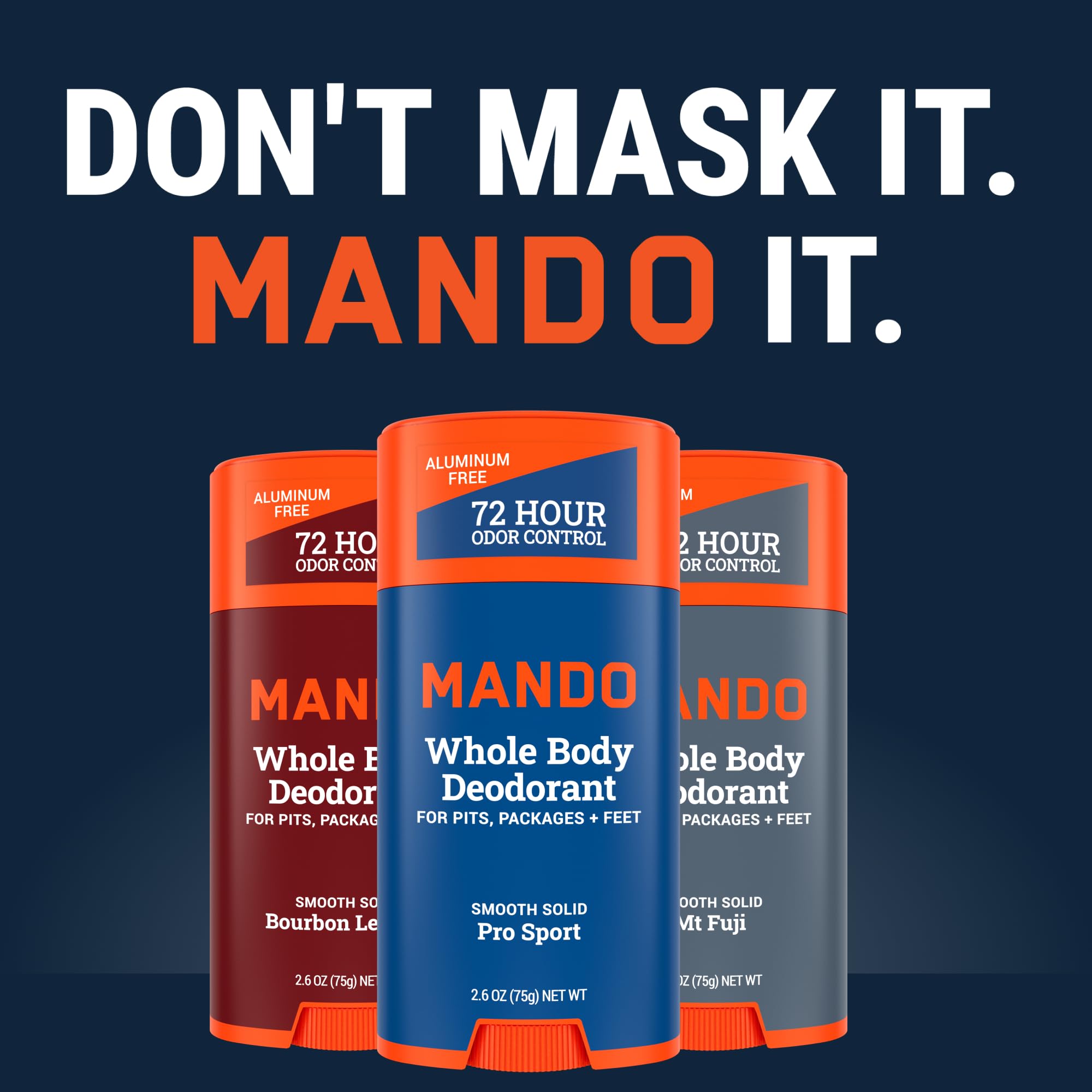 Mando Whole Body Deodorant for Men – 72-Hour Odor Control, Aluminum-Free & Baking Soda Free (Pack of 3)