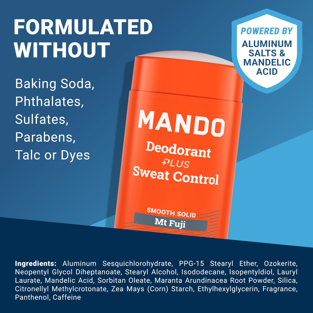 Mando Mt Fuji Antiperspirant for Men – Extra Strength 72-Hour Sweat & Odor Control, Baking Soda Free, 2-Pack