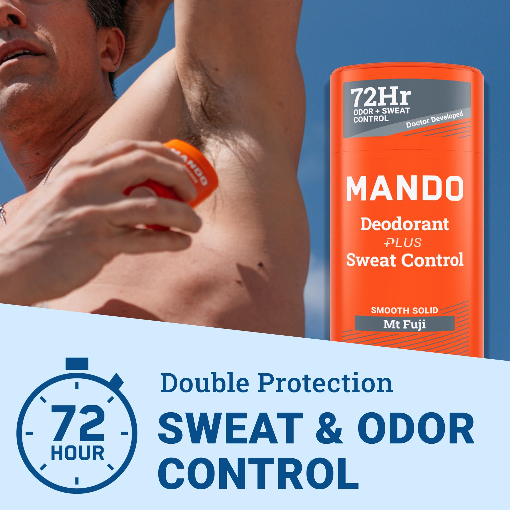 Mando Mt Fuji Antiperspirant for Men – Extra Strength 72-Hour Sweat & Odor Control, Baking Soda Free, 2-Pack