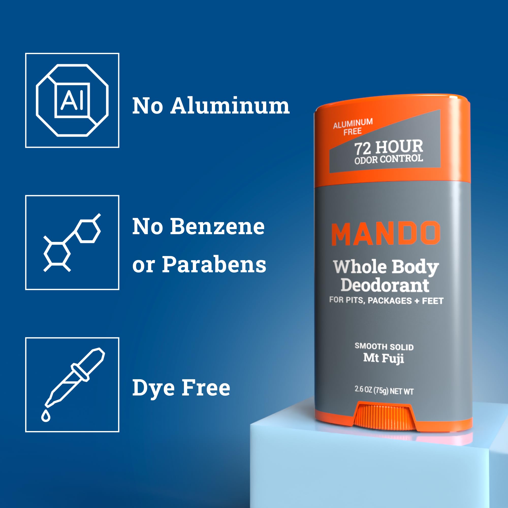 Mando Whole Body Deodorant for Men – 72-Hour Odor Control, Aluminum-Free & Baking Soda Free (Pack of 3)