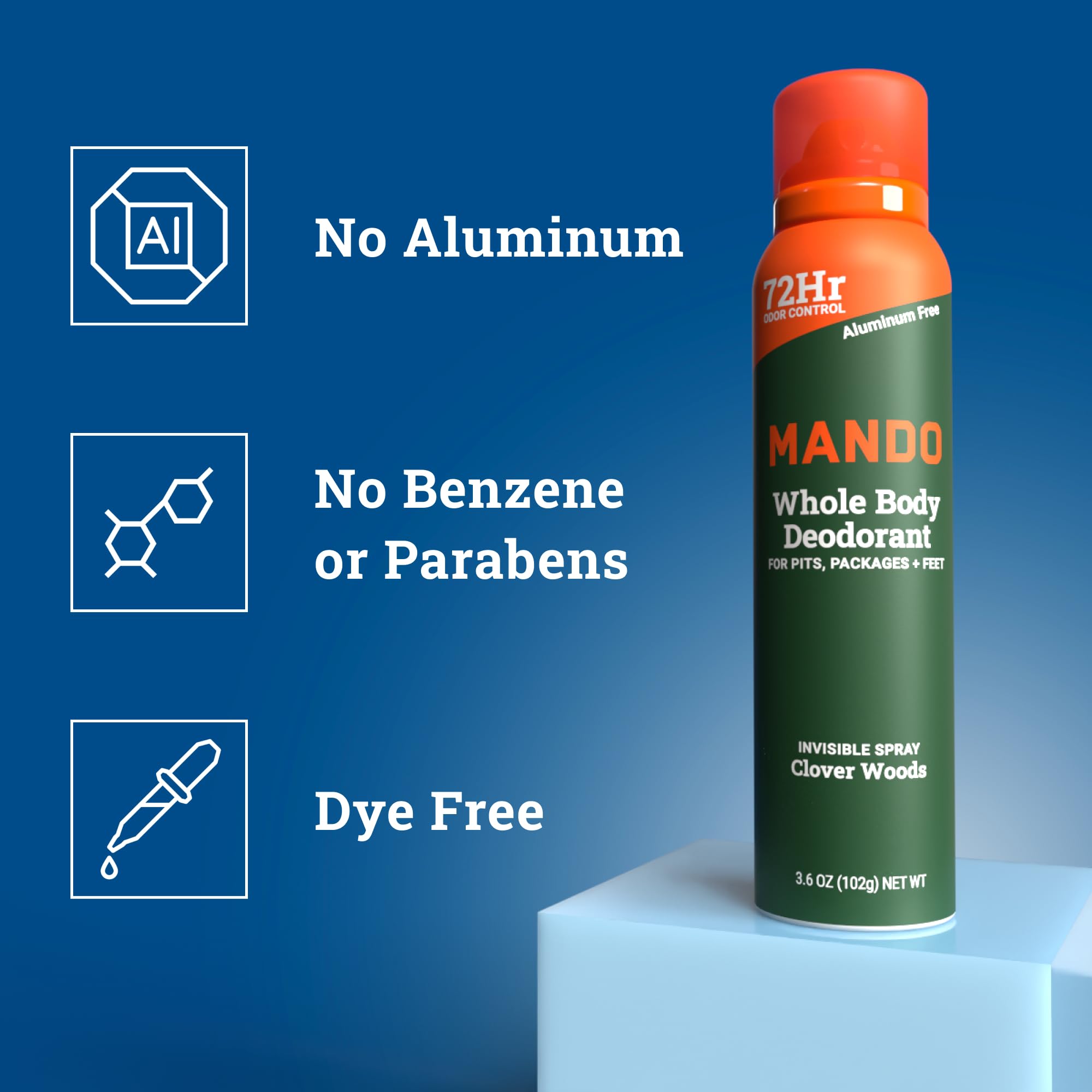 Mando Whole Body Deodorant for Men – Clover Woods Invisible Spray, 72-Hour Odor Control, Aluminum & Benzene Free