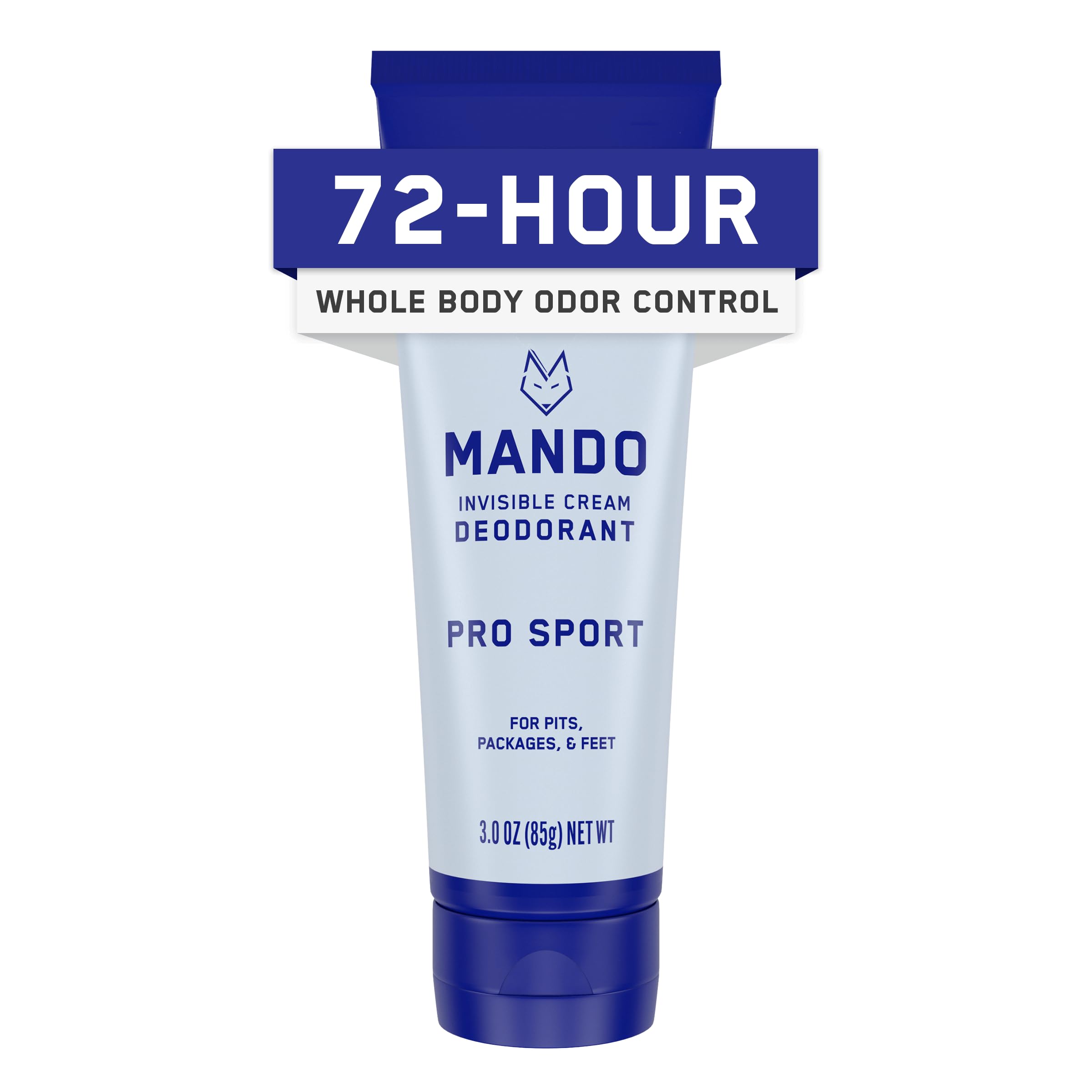 Mando Whole Body Deodorant for Men - Invisible Cream, 72-Hour Odor Control, Aluminum & Baking Soda Free (Pro Sport)