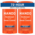Mando Pro Sport Extra Strength Antiperspirant Deodorant – 72-Hour Sweat & Odor Control (Pack of 2)