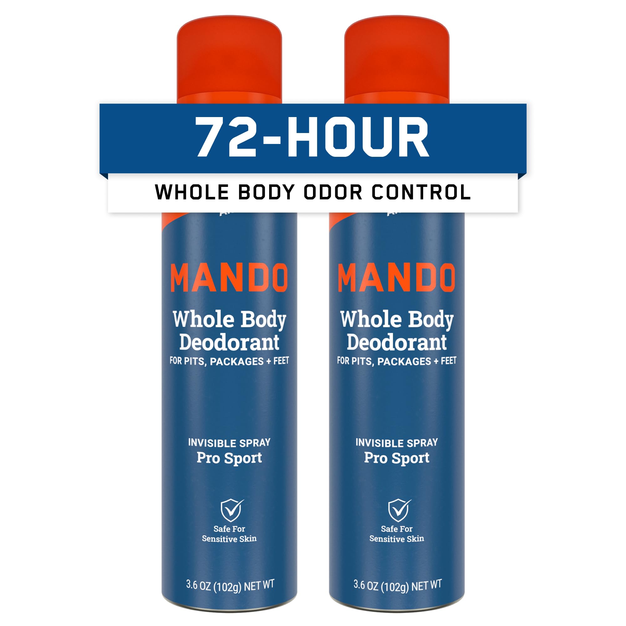 Mando Pro Sport Whole Body Deodorant for Men | Invisible Spray, 72-Hour Odor Control