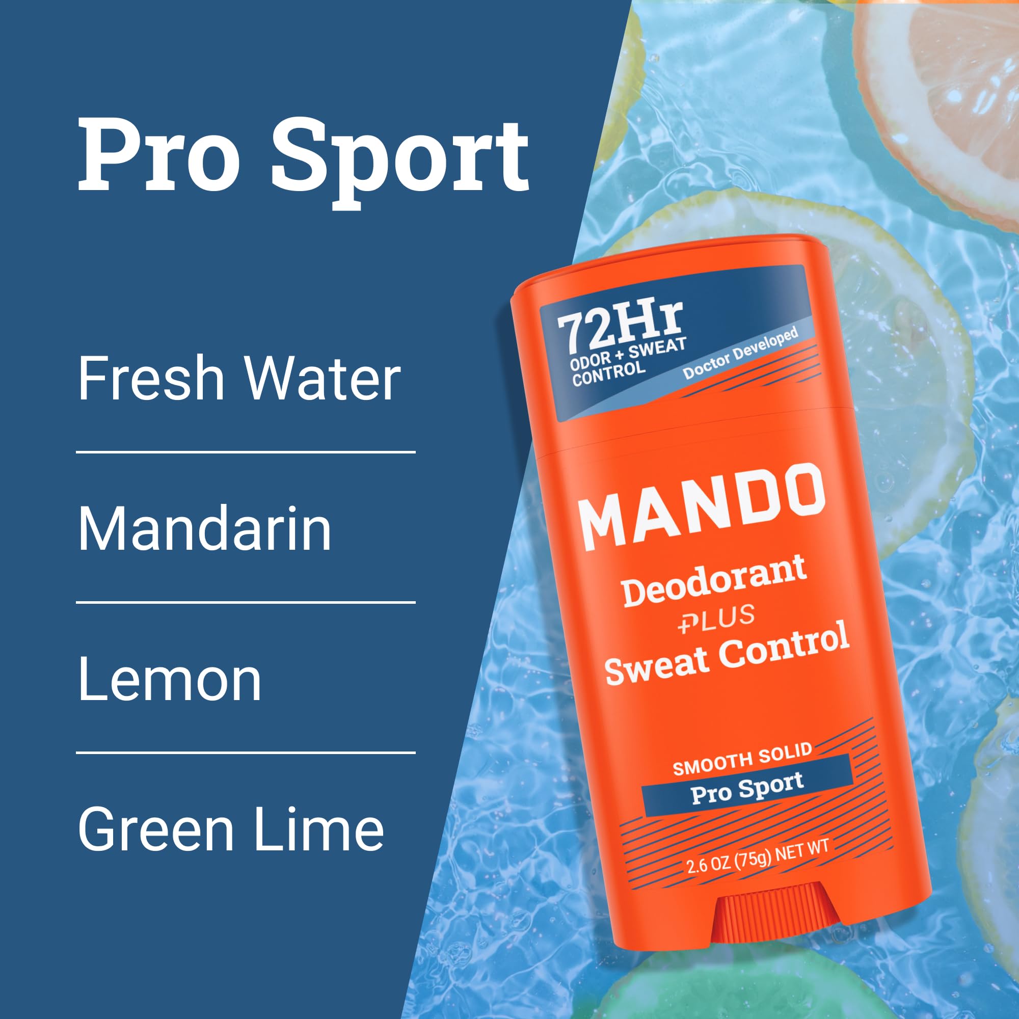Mando Pro Sport Extra Strength Antiperspirant Deodorant – 72-Hour Sweat & Odor Control (Pack of 2)