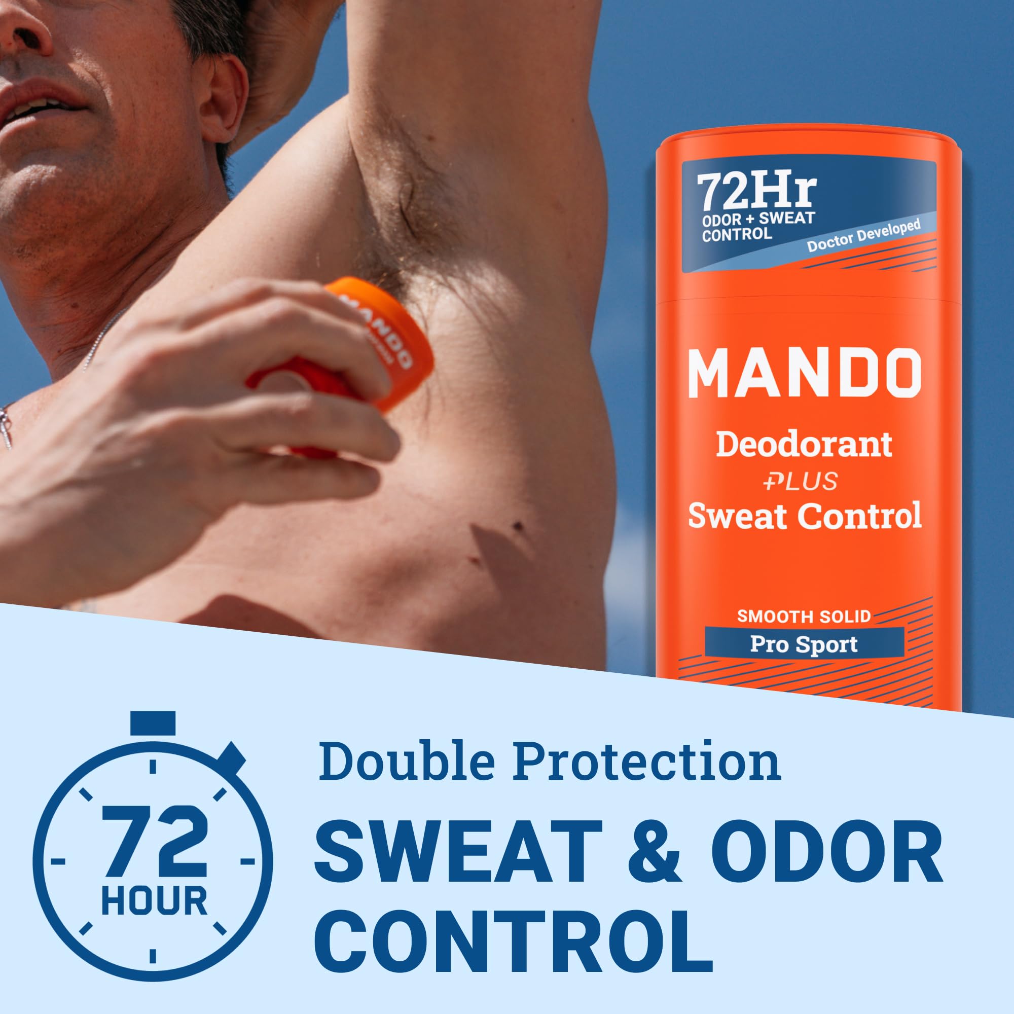 Mando Pro Sport Extra Strength Antiperspirant Deodorant – 72-Hour Sweat & Odor Control (Pack of 2)