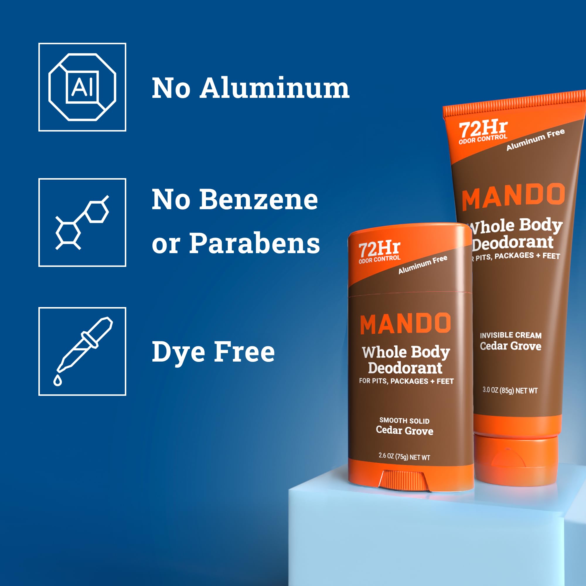Mando Whole Body Deodorant Bundle – Cedar Grove | Aluminum-Free, 72-Hour Odor Control