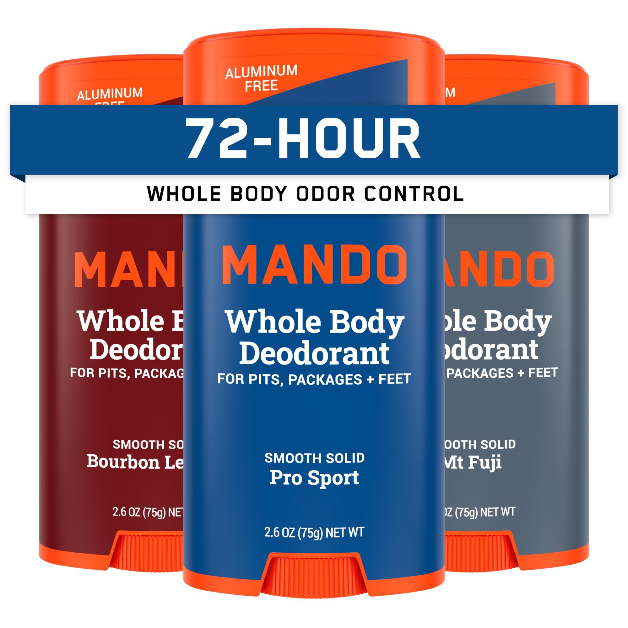 Mando Whole Body Deodorant for Men – 72-Hour Odor Control, Aluminum-Free & Baking Soda Free (Pack of 3)