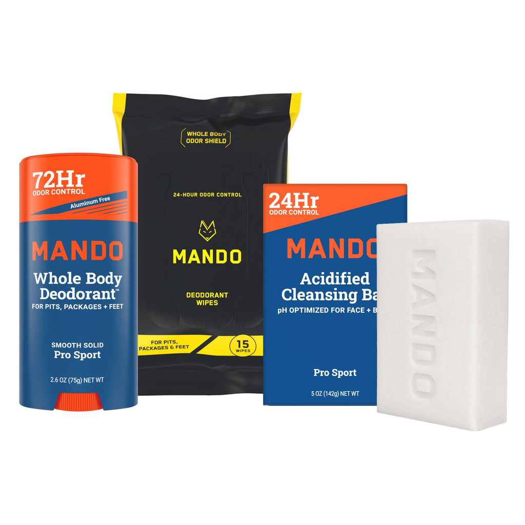 Mando Whole Body Deodorant 3-Piece System – Aluminum-Free Odor Control | Pro Sport