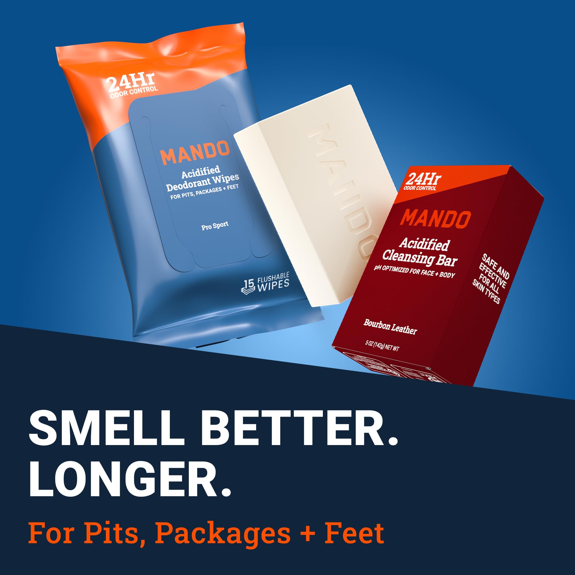 Mando Whole Body Starter Kit – Aluminum-Free Odor Control, Bourbon Leather