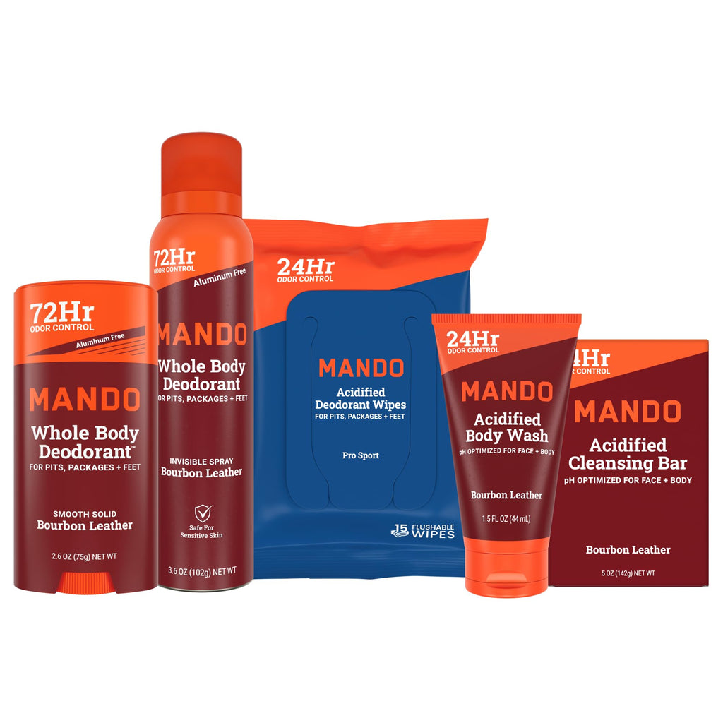 Mando Whole Body Starter Kit – Aluminum-Free Odor Control, Bourbon Leather