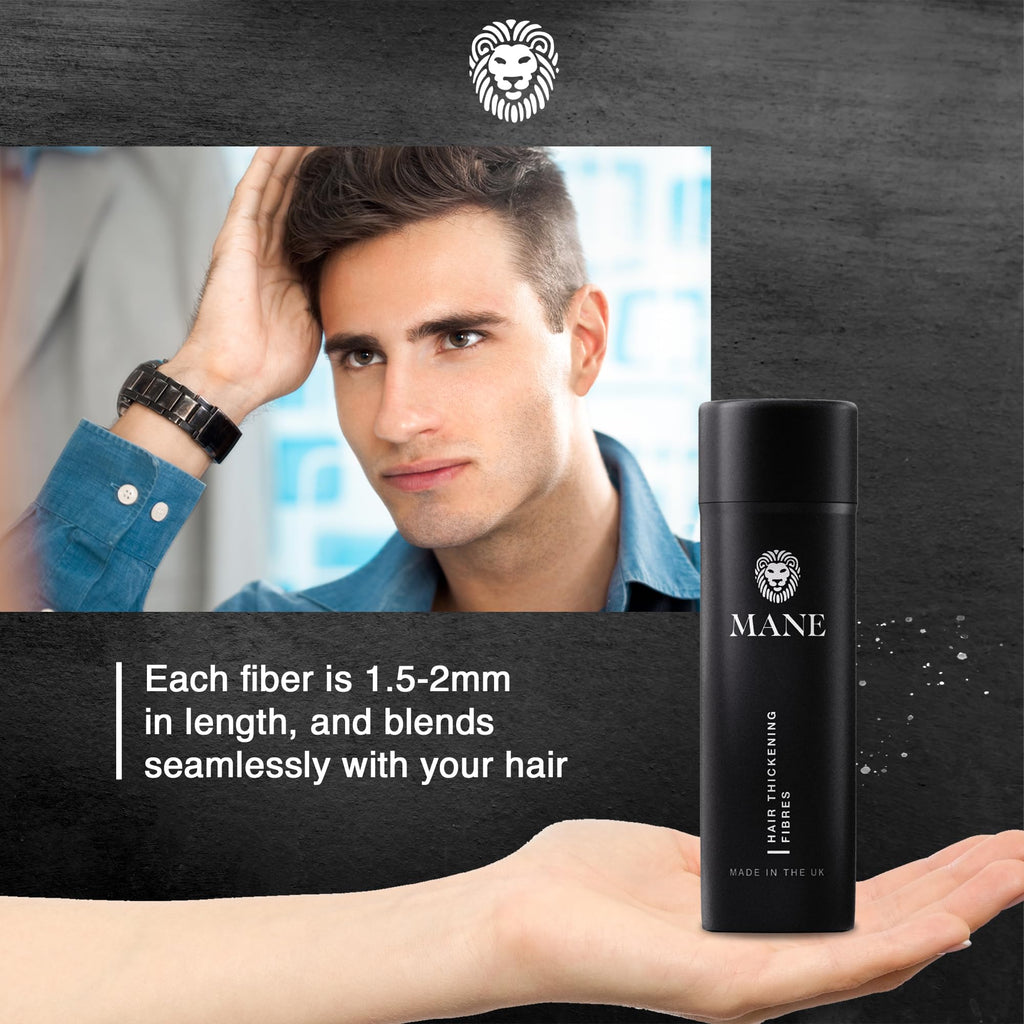 MANE Hair Building Fibers – Jet Black for Thicker, Fuller Hair