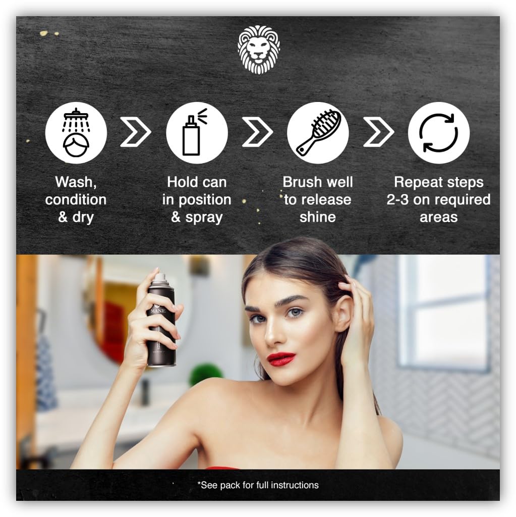 MANE Hair Thickening Fiber Spray – Jet Black (200 ml) for Instant Volume