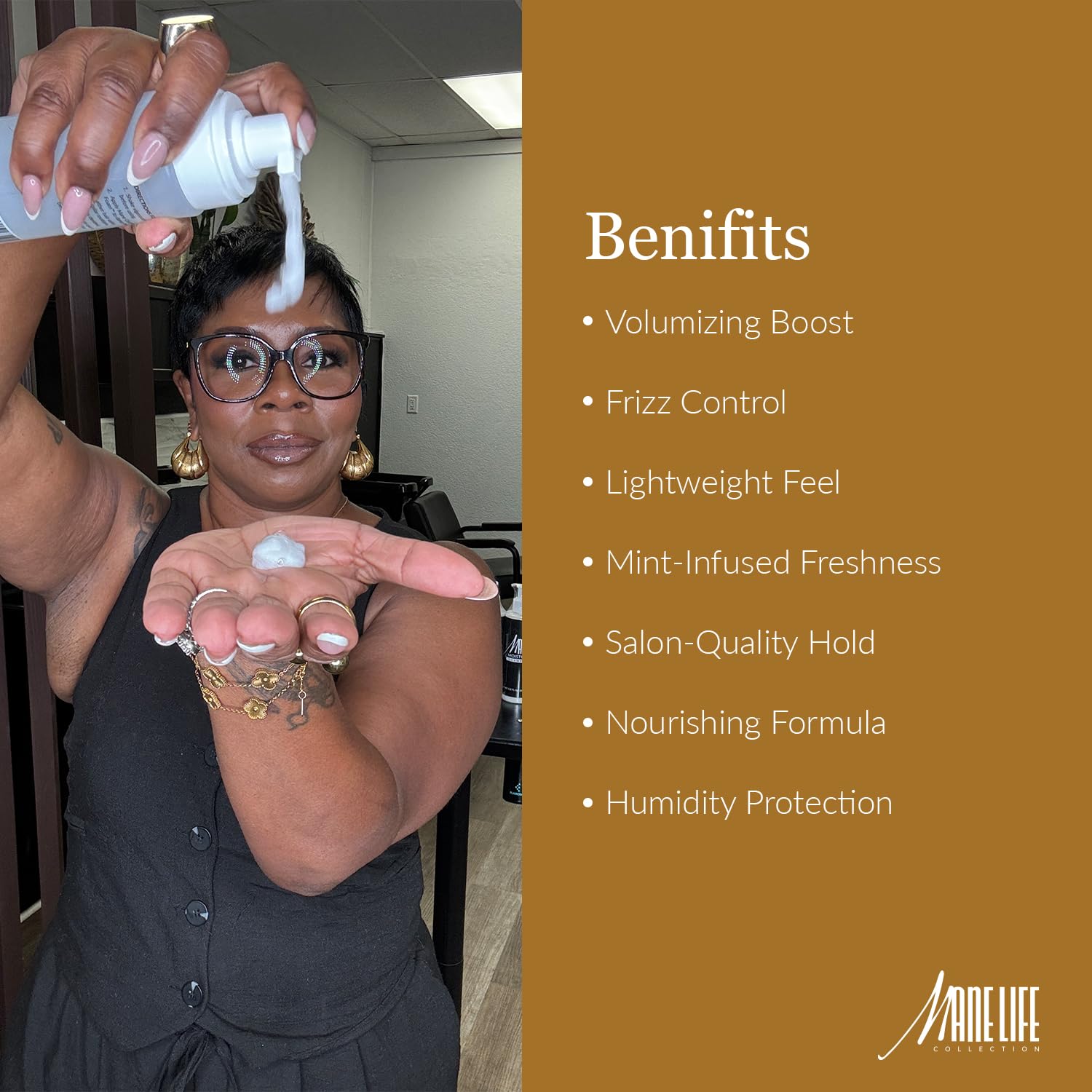 Mane Life Mint Foam – Lightweight Volumizing Mousse with Mint Scent | Frizz Control
