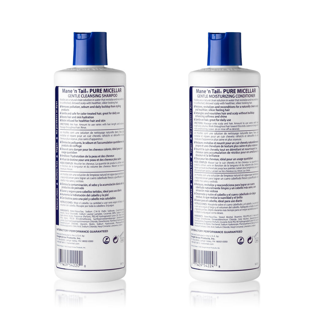 Mane 'n Tail Micellar Sulfate-Free Shampoo & Conditioner – Biotin-Infused Vegan Duo (11.2 oz Each)