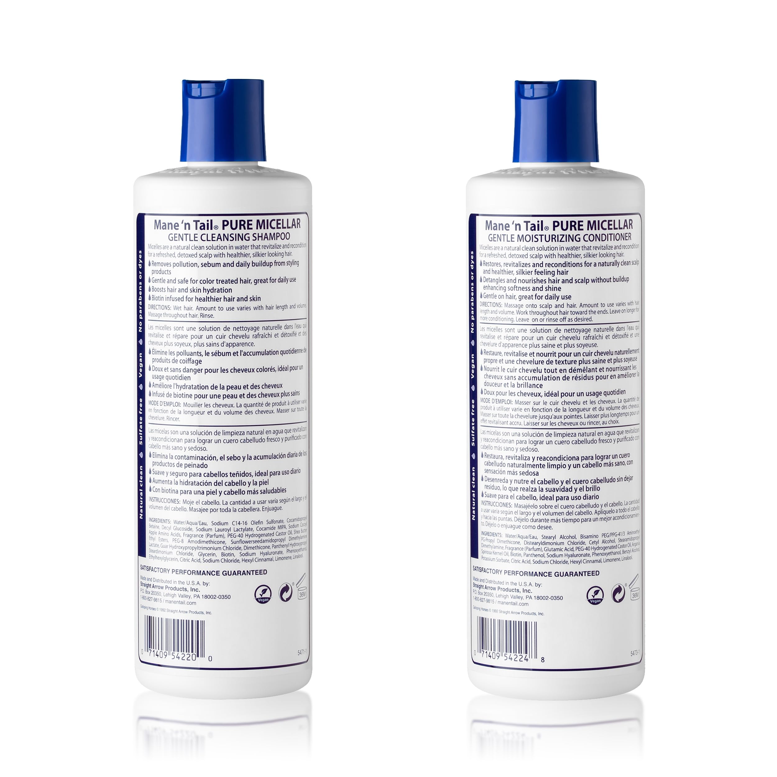 Mane 'n Tail Micellar Sulfate-Free Shampoo & Conditioner – Biotin-Infused Vegan Duo (11.2 oz Each)
