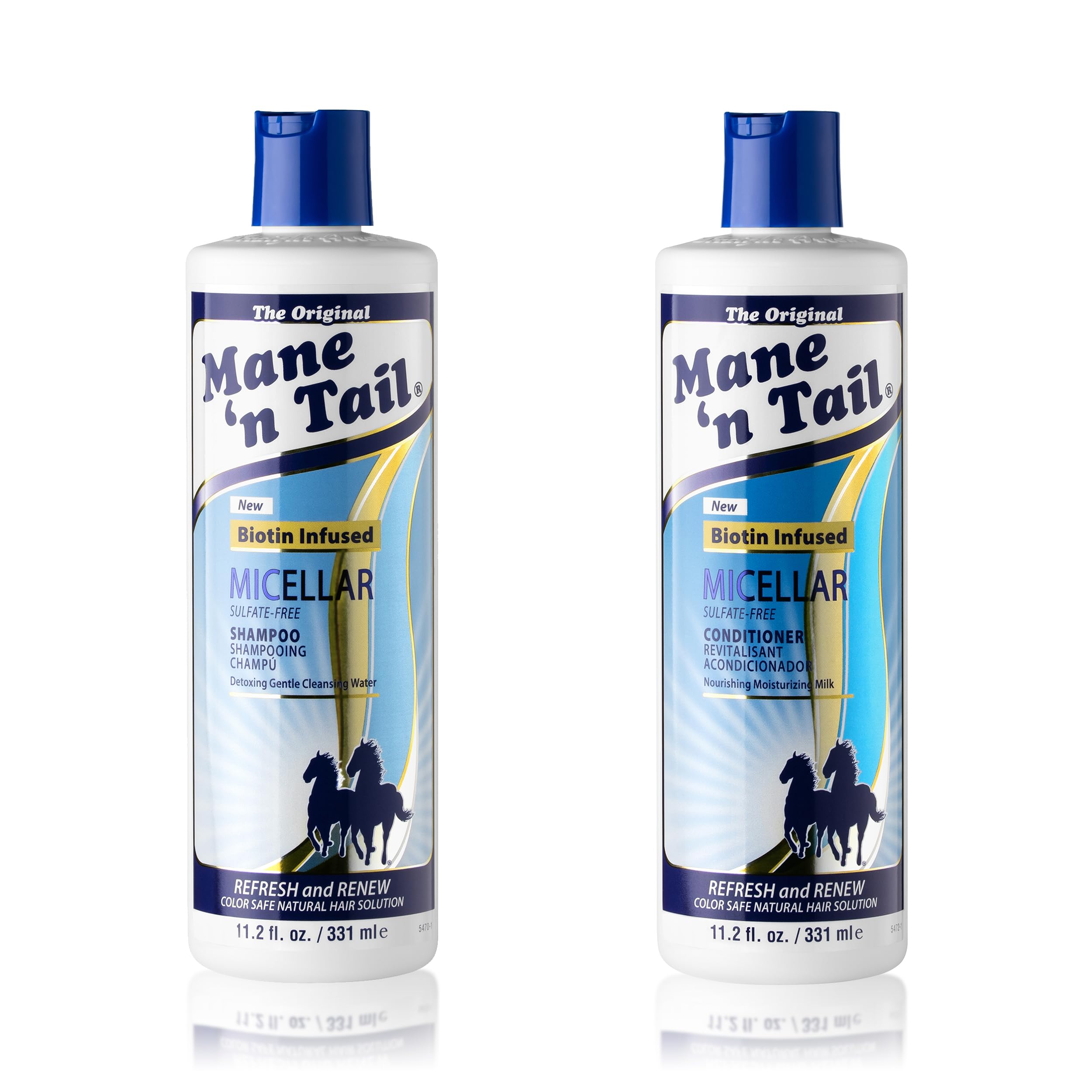 Mane 'n Tail Micellar Sulfate-Free Shampoo & Conditioner – Biotin-Infused Vegan Duo (11.2 oz Each)