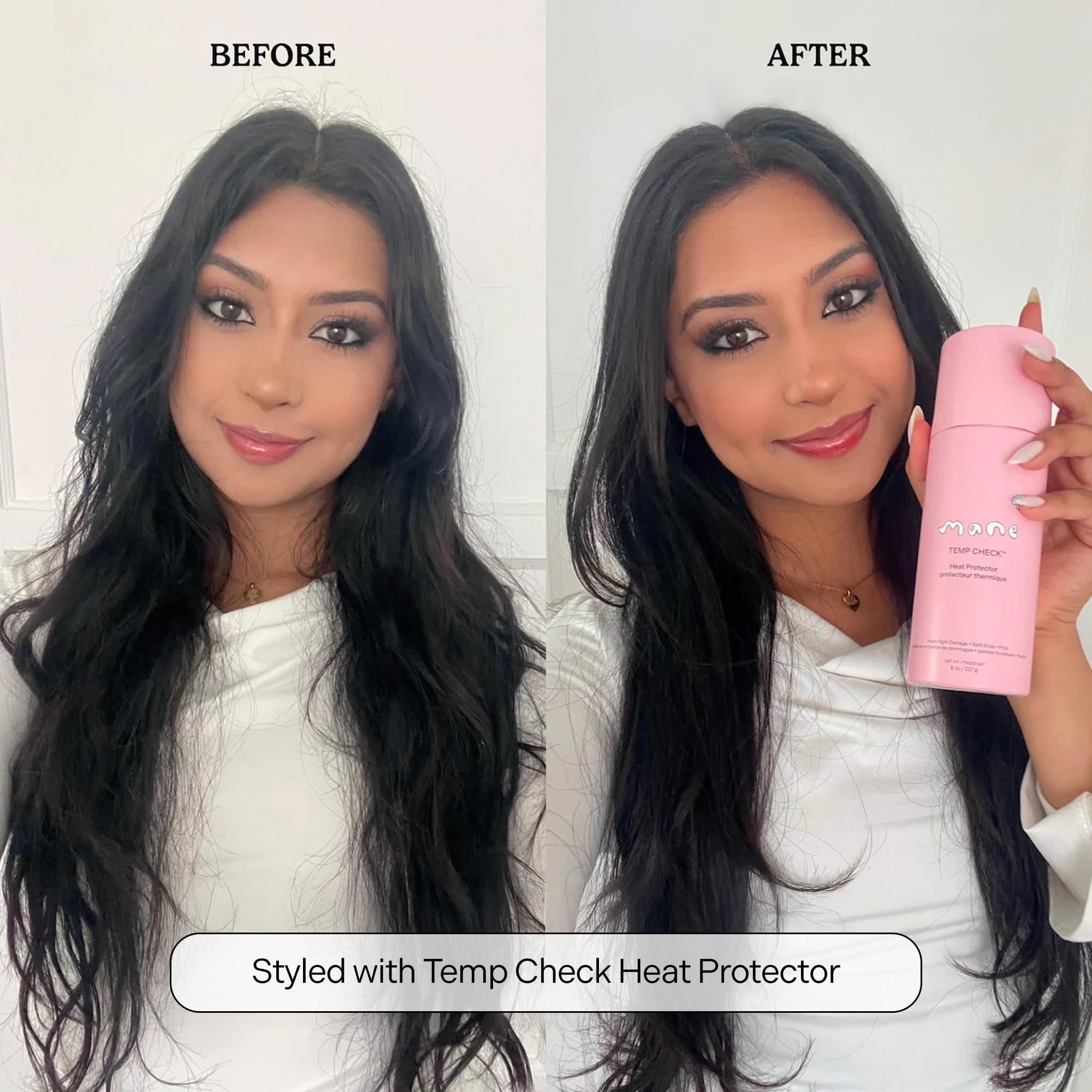 Mane Temp Check Heat Protection Spray – Frizz Control & Heat Shield for All Hair Types (8 oz)