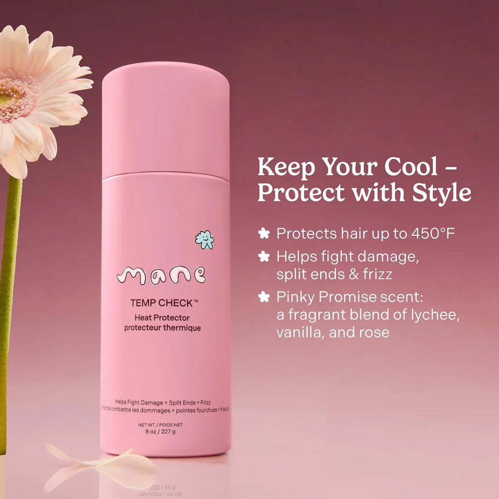 Mane Temp Check Heat Protection Spray – Frizz Control & Heat Shield for All Hair Types (8 oz)