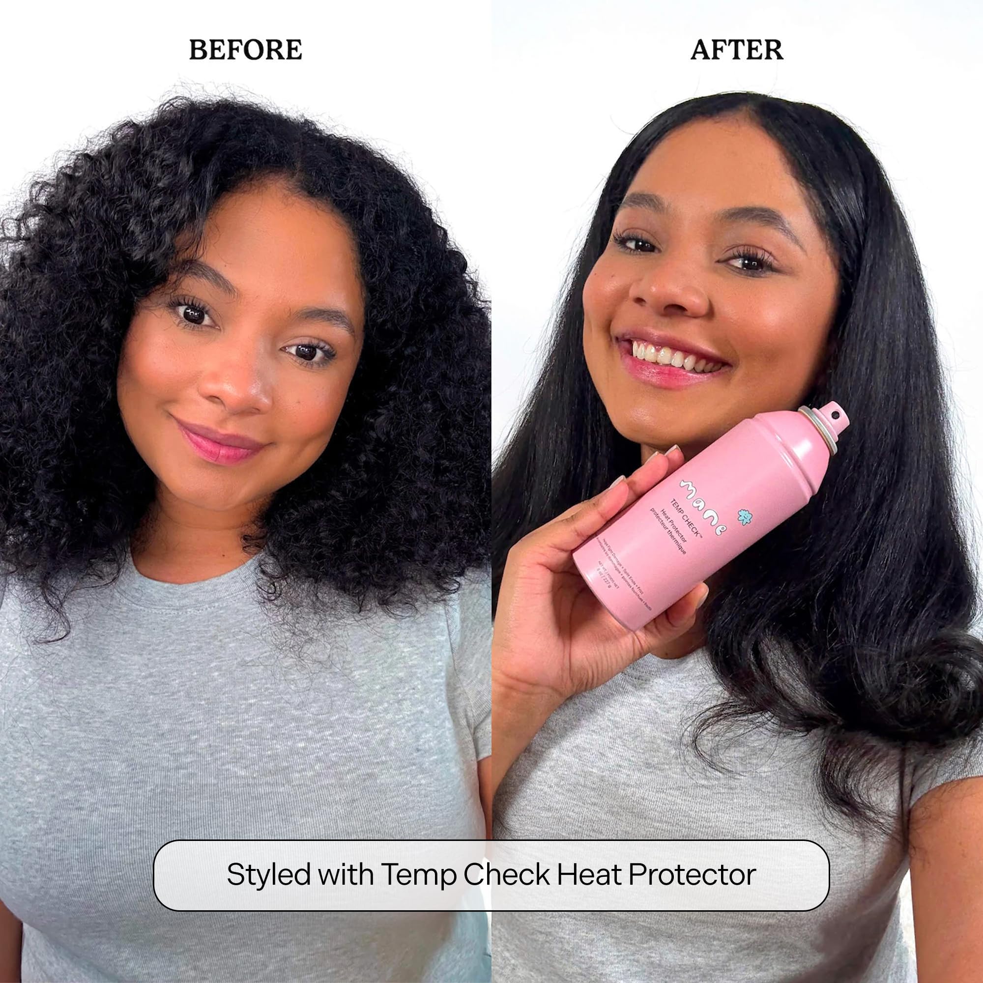 Mane Temp Check Heat Protection Spray – Frizz Control & Heat Shield for All Hair Types (8 oz)