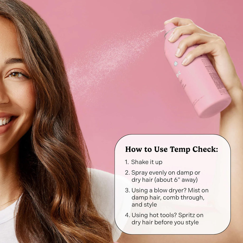 Mane Temp Check Heat Protection Spray – Frizz Control & Heat Shield for All Hair Types (8 oz)