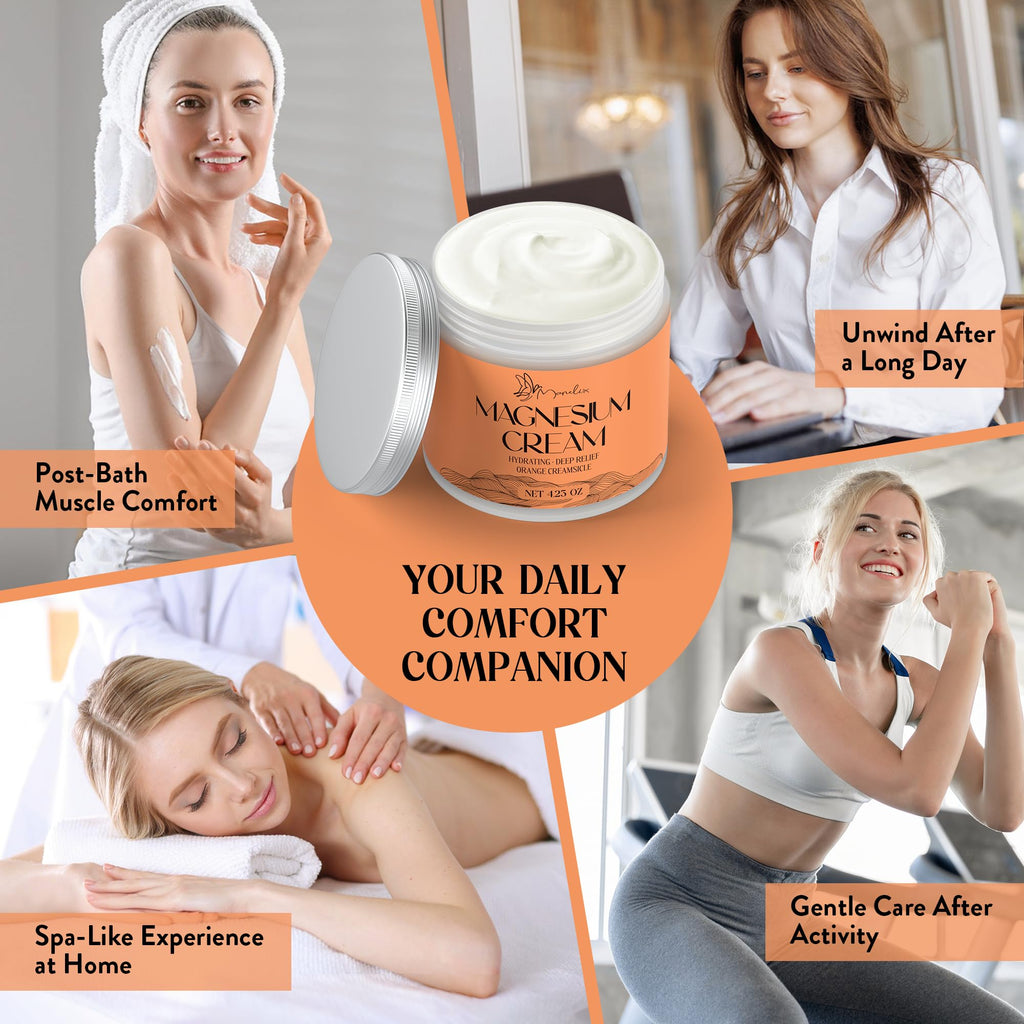 Manelix Magnesium Cream for Sleep – Orange Creamsicle, Muscle Relaxation, Hydration, 4.23 oz