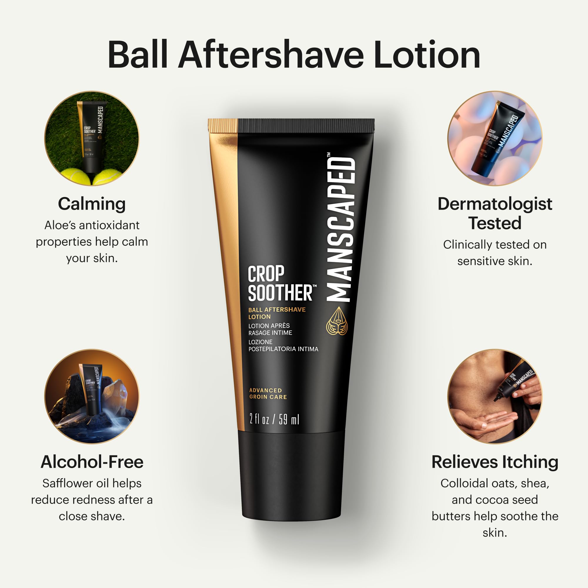 MANSCAPED Crop Soother Groin Aftershave – Aloe, Oats, Shea & Cocoa Butter