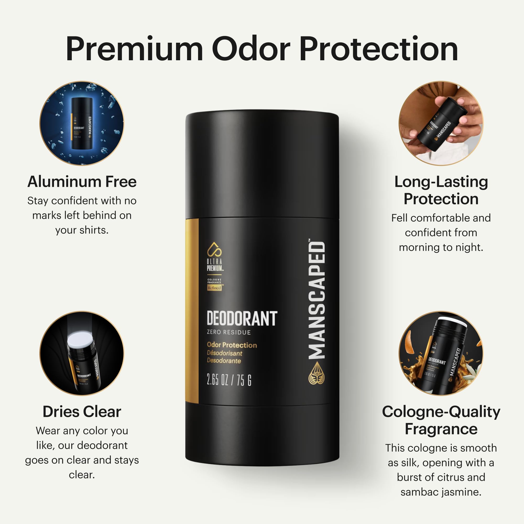 MANSCAPED UltraPremium Deodorant — Aluminum-Free Clear Formula (2.65 oz)