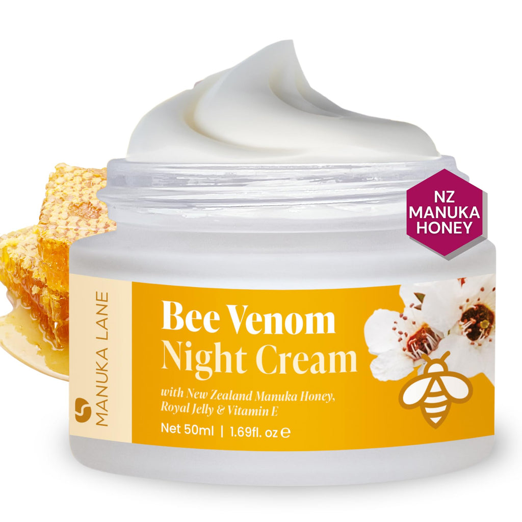 Manuka Lane Bee Venom Night Cream for Face & Neck – Plant-Based, Paraben-Free