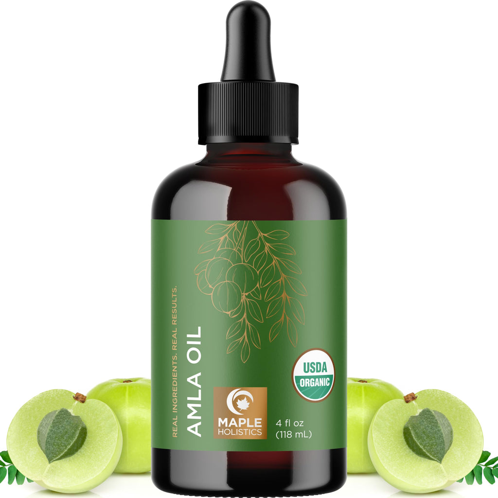 Maple Holistics Organic Amla Oil for Hair - 4 Fl Oz | Volume, Shine & Hydration