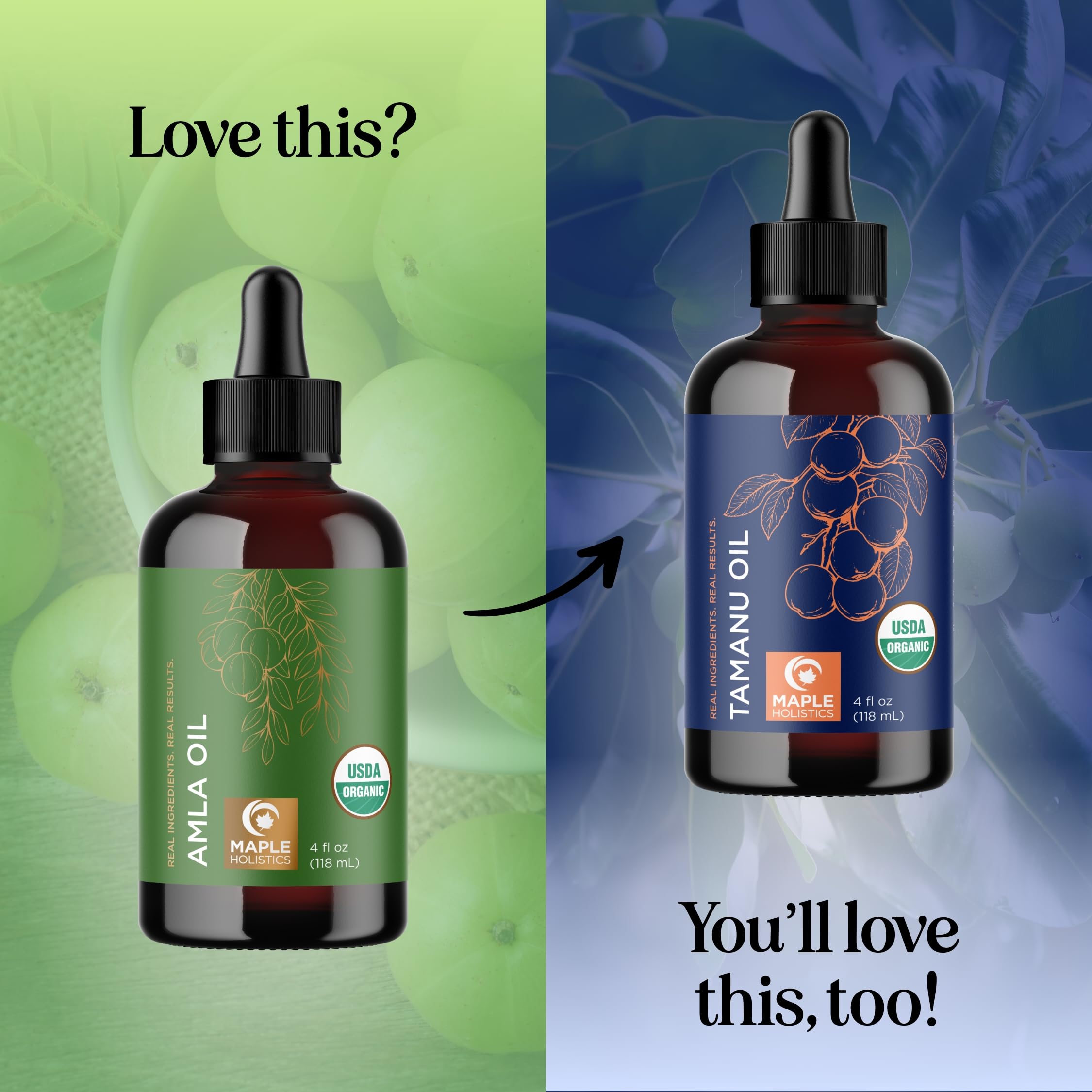 Maple Holistics Organic Amla Oil for Hair - 4 Fl Oz | Volume, Shine & Hydration