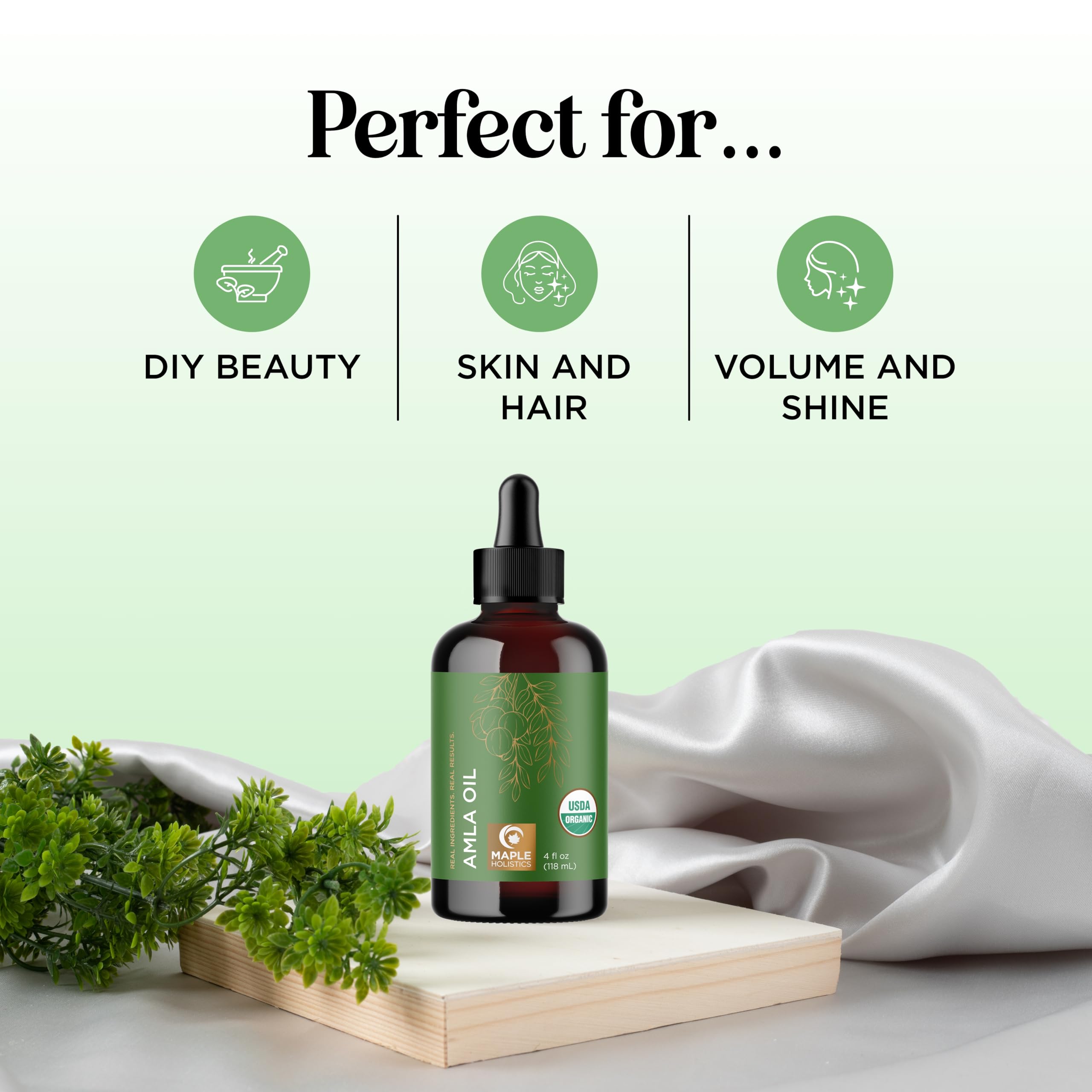 Maple Holistics Organic Amla Oil for Hair - 4 Fl Oz | Volume, Shine & Hydration