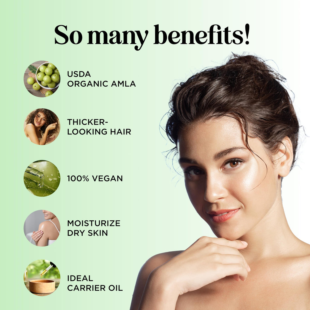 Maple Holistics Organic Amla Oil for Hair - 4 Fl Oz | Volume, Shine & Hydration