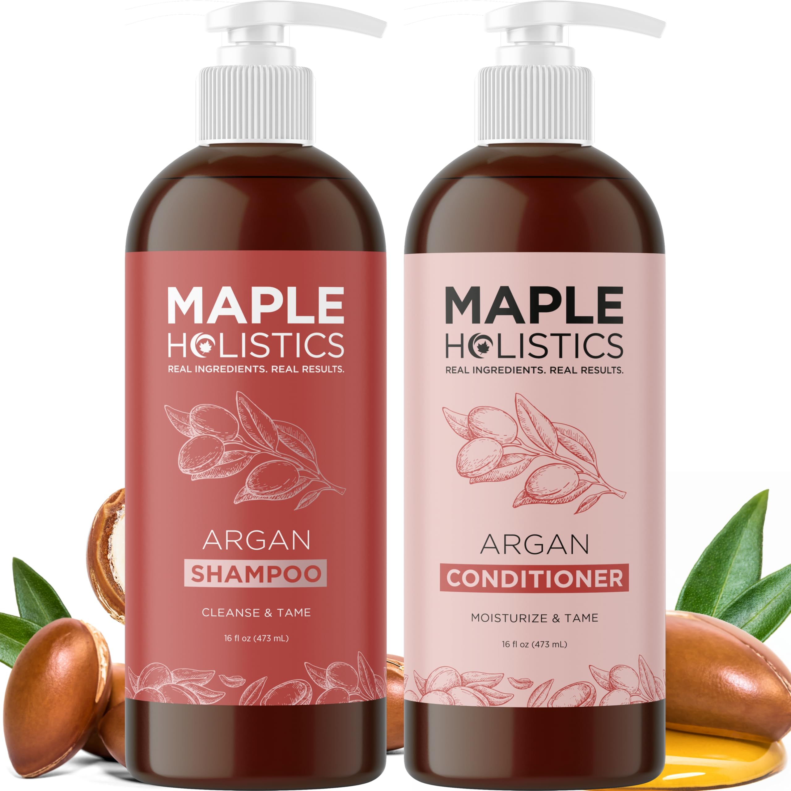 Maple Holistics Argan Oil Shampoo & Conditioner for Dry Hair – Paraben & Sulfate Free Set