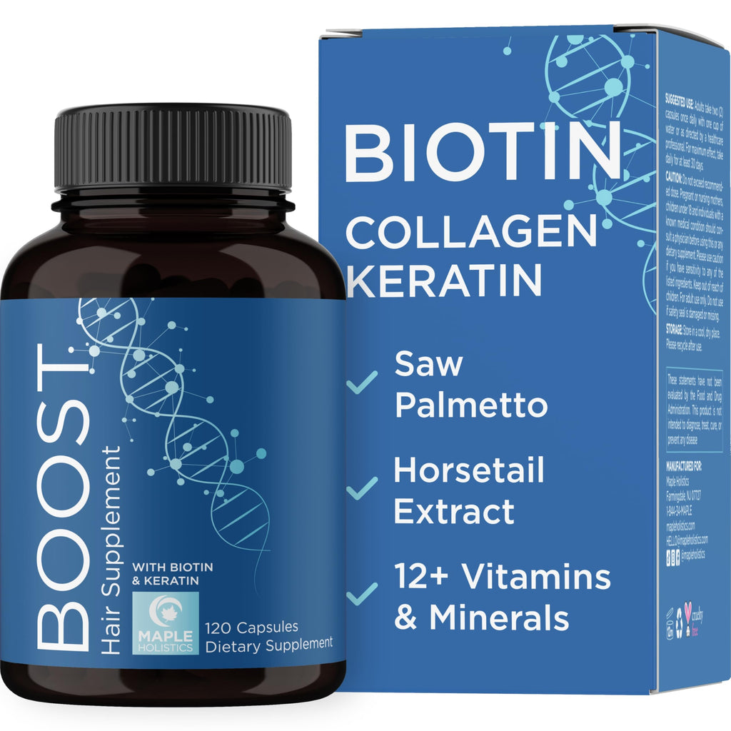 Maple Holistics Biotin & Collagen Hair Growth Supplement for Women & Men (2 Months)