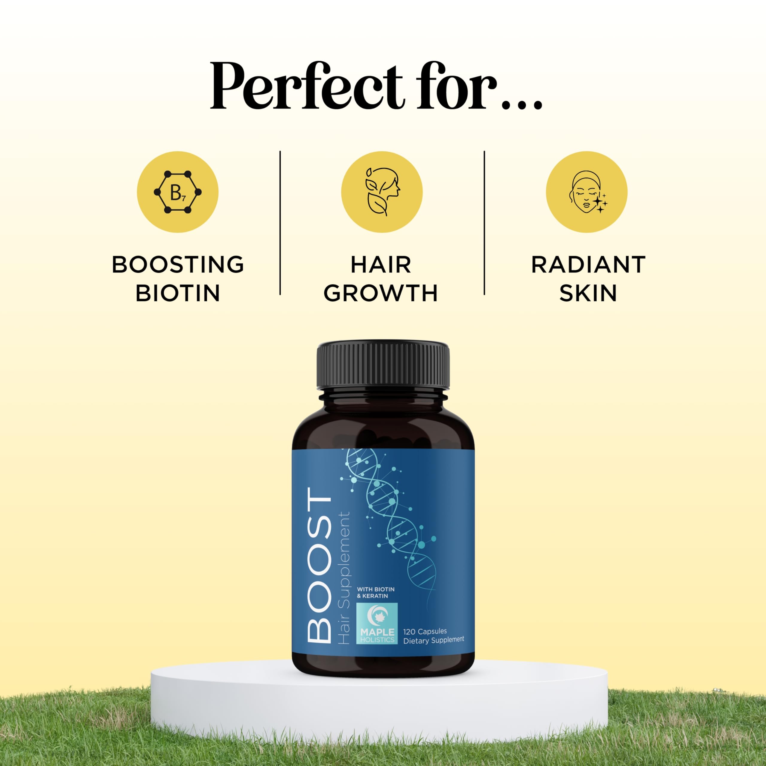 Maple Holistics Biotin & Collagen Hair Growth Supplement for Women & Men (2 Months)