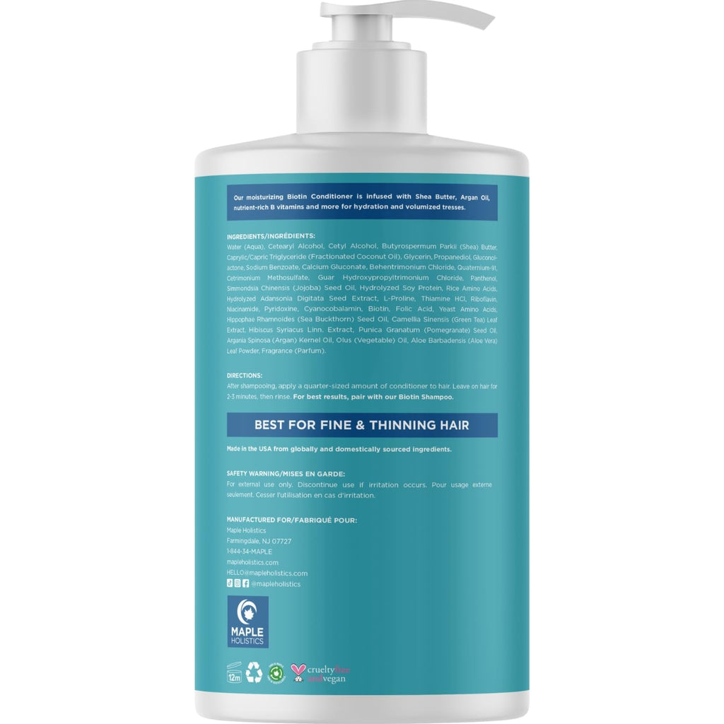 Maple Holistics Biotin Conditioner for Thinning Hair – Volumizing, Sulfate-Free, 25 fl oz