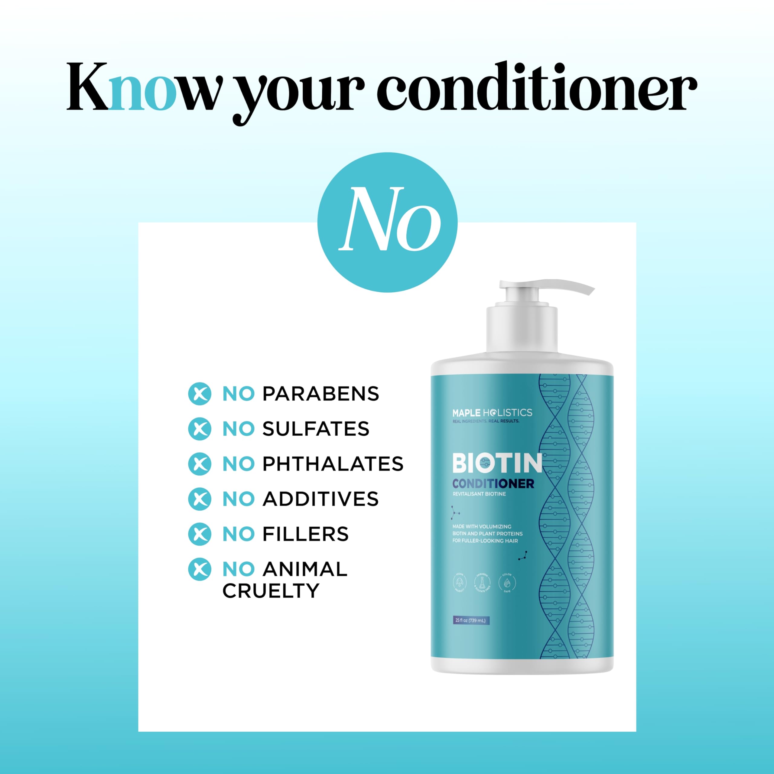 Maple Holistics Biotin Conditioner for Thinning Hair – Volumizing, Sulfate-Free, 25 fl oz