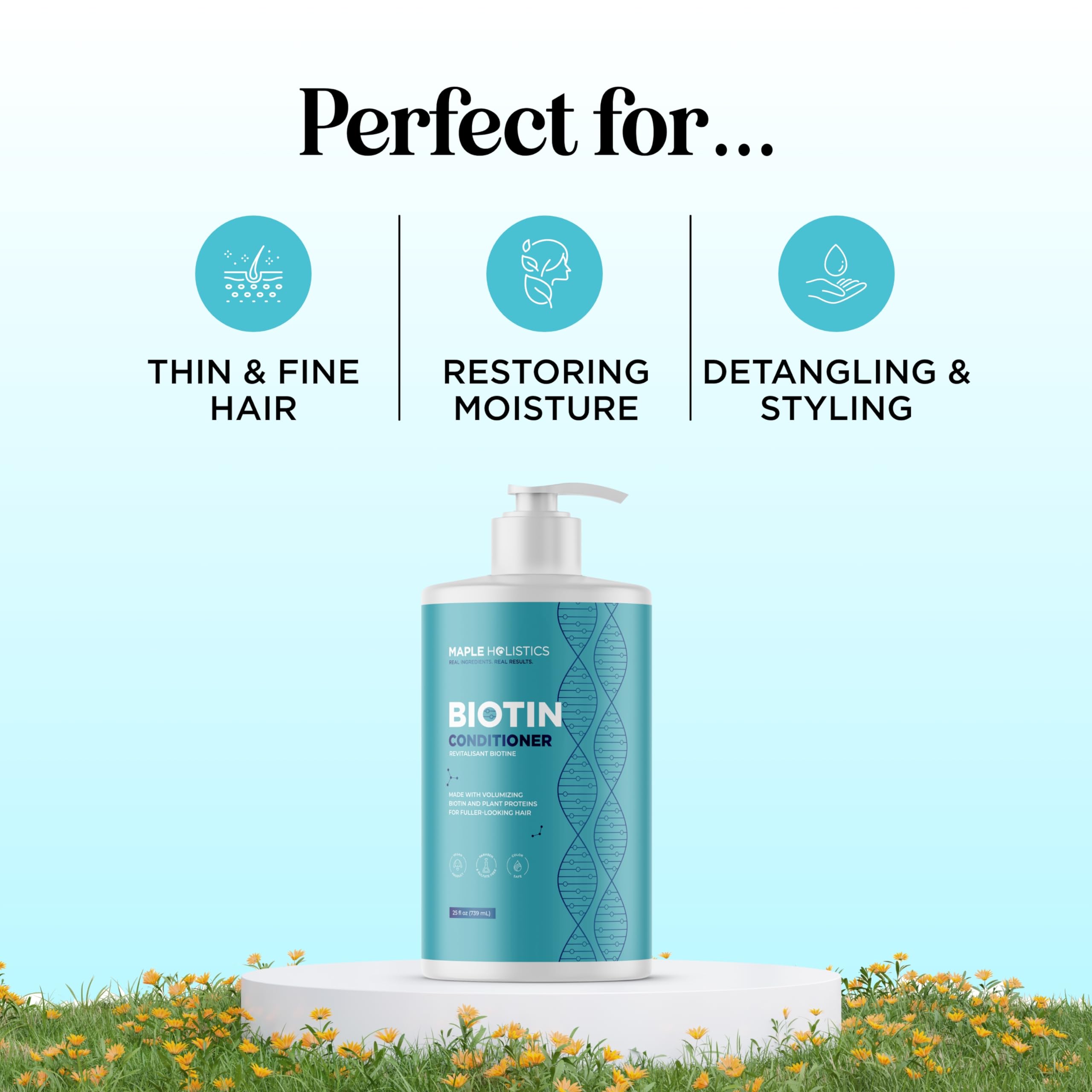Maple Holistics Biotin Conditioner for Thinning Hair – Volumizing, Sulfate-Free, 25 fl oz