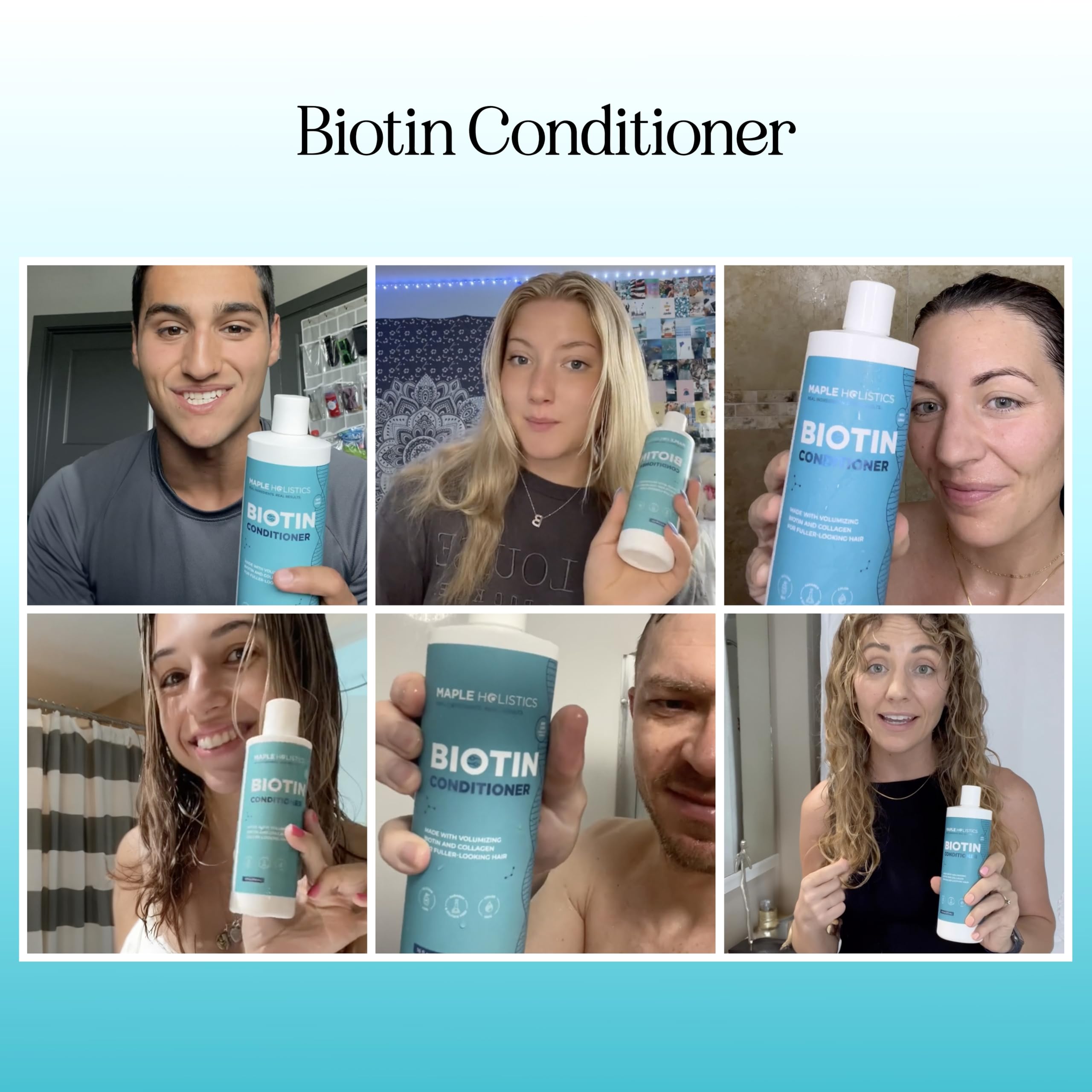 Maple Holistics Biotin Conditioner for Thinning Hair – Sulfate-Free, Silicone-Free, Argan Oil, Green Tea & B Vitamins (32 oz)