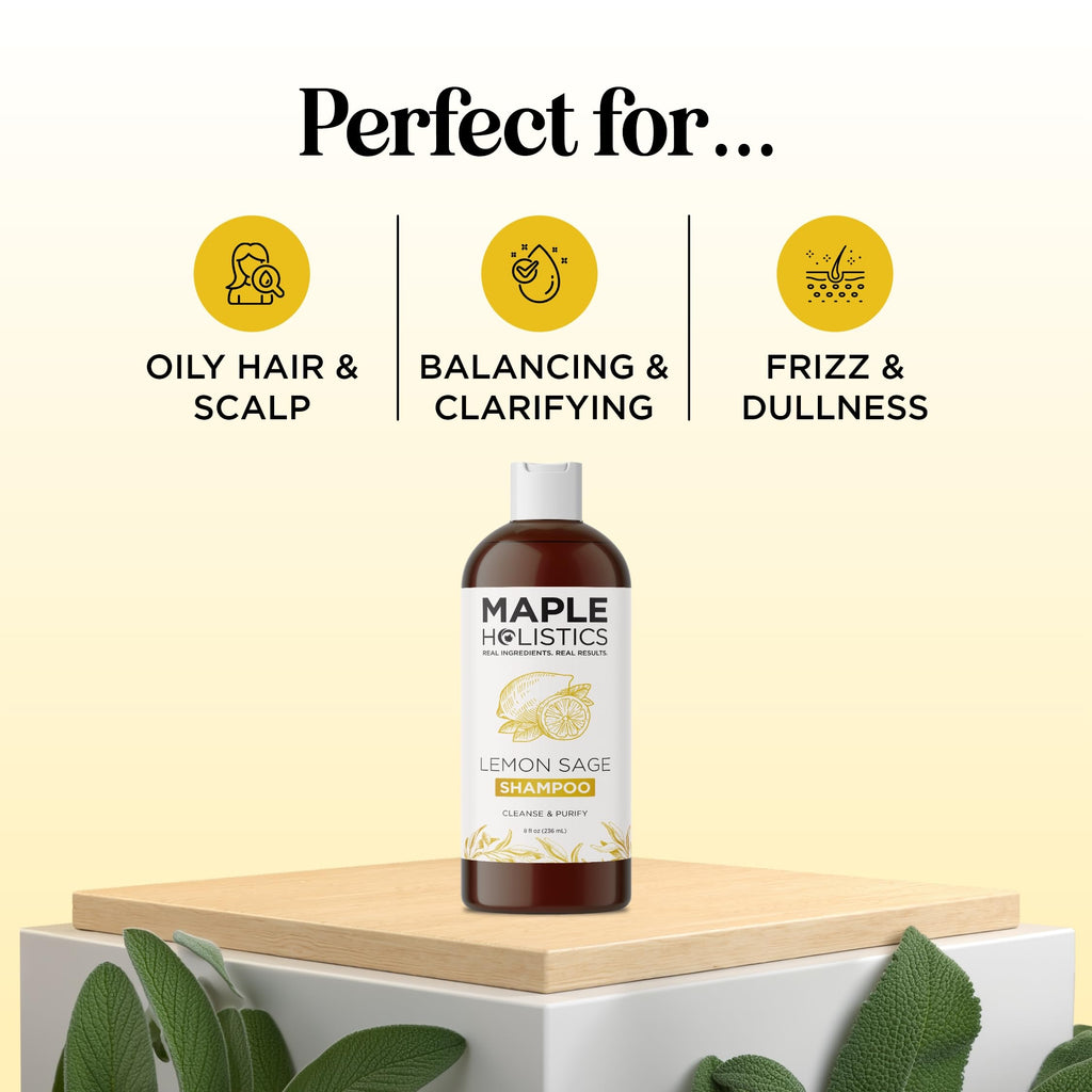Maple Holistics Sulfate Free Shampoo for Oily Hair – Lemon Sage Clarifying Shampoo