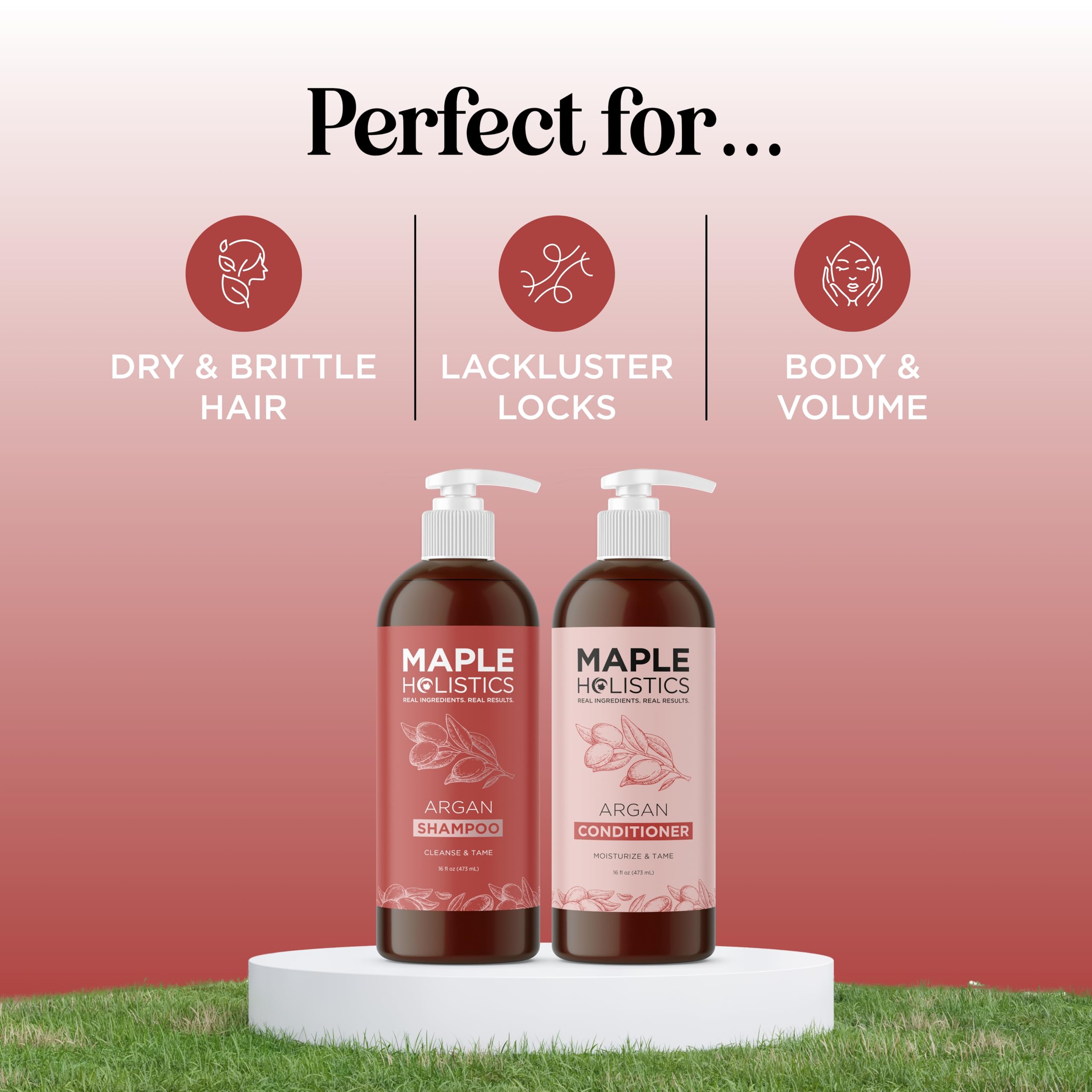 Maple Holistics Argan Oil Shampoo & Conditioner for Dry Hair – Paraben & Sulfate Free Set